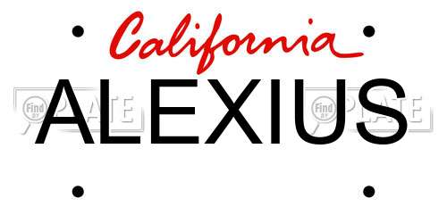 ALEXIUS California License Plate
