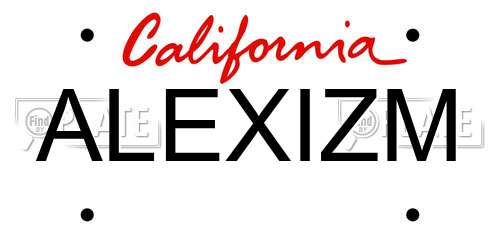 ALEXIZM California License Plate