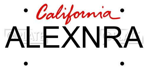 ALEXNRA California License Plate