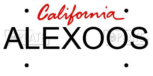 ALEXOOS California License Plate