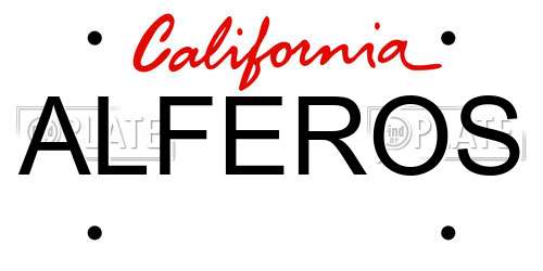 ALFEROS California License Plate