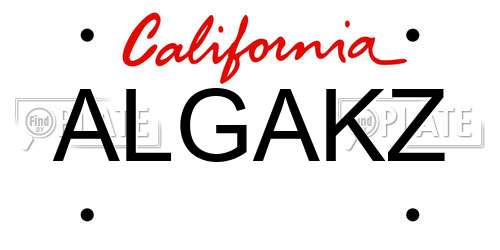 ALGAKZ California License Plate