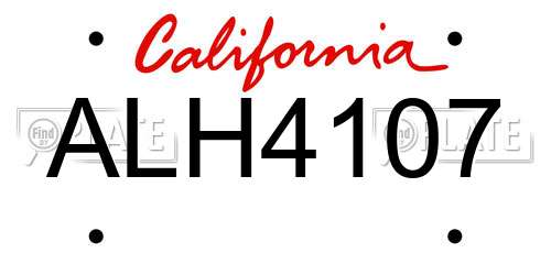 ALH4107 California License Plate