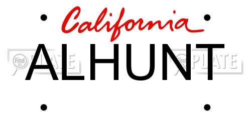 ALHUNT California License Plate