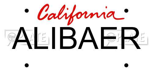 ALIBAER California License Plate