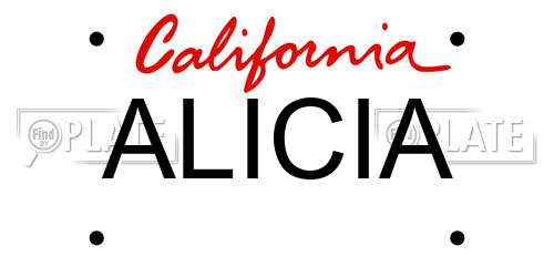 ALICIA California License Plate