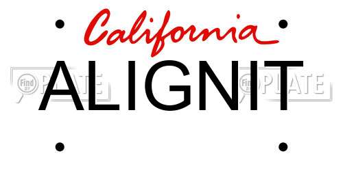 ALIGNIT California License Plate