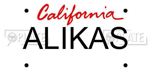 ALIKAS California License Plate