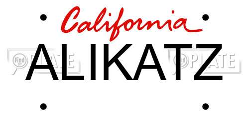 ALIKATZ California License Plate