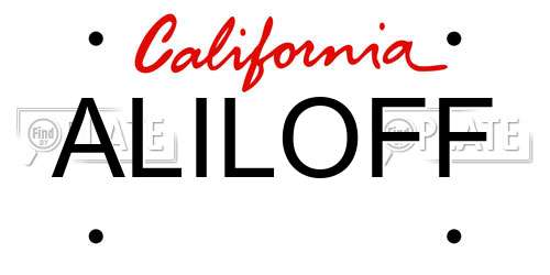 ALILOFF California License Plate