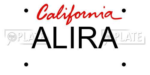 ALIRA California License Plate