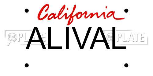 ALIVAL California License Plate