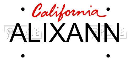 ALIXANN California License Plate
