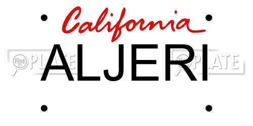 ALJERI California License Plate