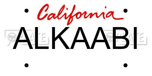 ALKAABI California License Plate