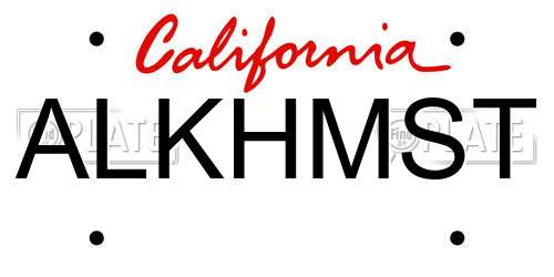ALKHMST California License Plate