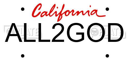 ALL2GOD California License Plate