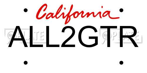 ALL2GTR California License Plate