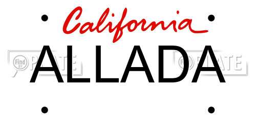 ALLADA California License Plate