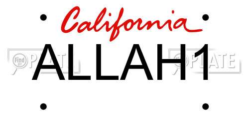 ALLAH1 California License Plate
