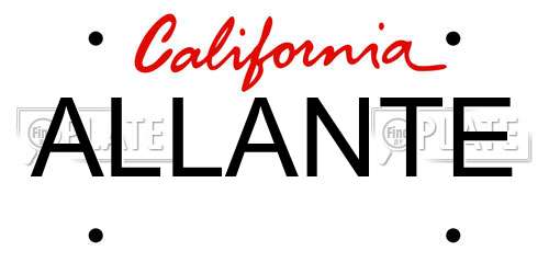 ALLANTE California License Plate