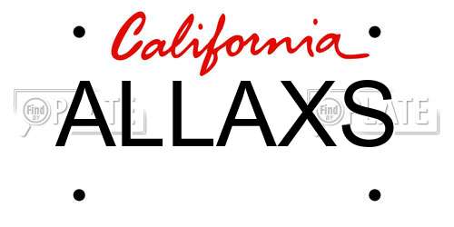 ALLAXS California License Plate
