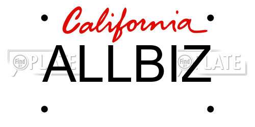 ALLBIZ California License Plate
