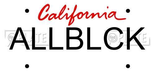 ALLBLCK California License Plate