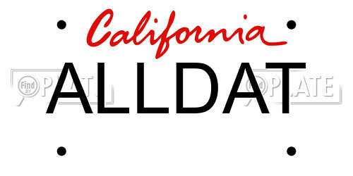 ALLDAT California License Plate