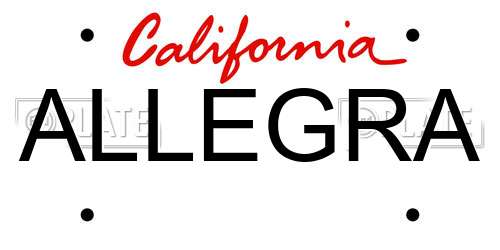 ALLEGRA California License Plate
