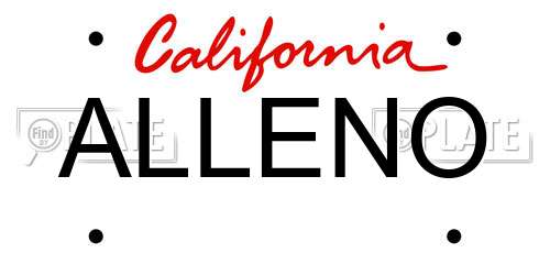 ALLENO California License Plate