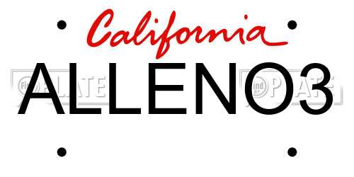 ALLENO3 California License Plate