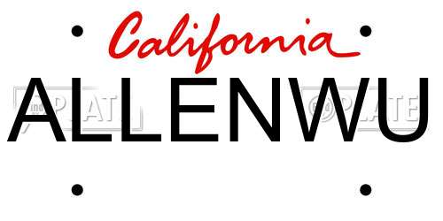 ALLENWU California License Plate
