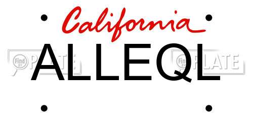 ALLEQL California License Plate