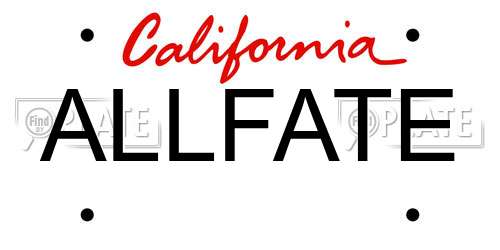 ALLFATE California License Plate