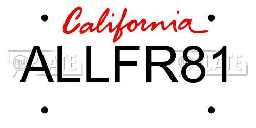 ALLFR81 California License Plate