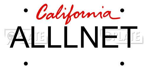 ALLLNET California License Plate