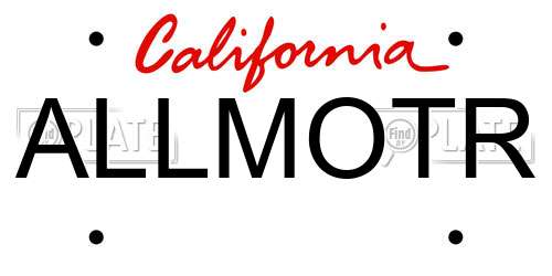 ALLMOTR California License Plate