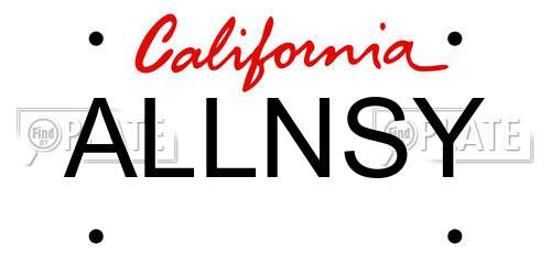 ALLNSY California License Plate