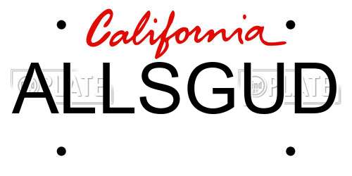ALLSGUD California License Plate