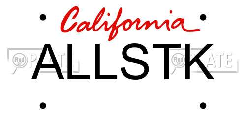 ALLSTK California License Plate