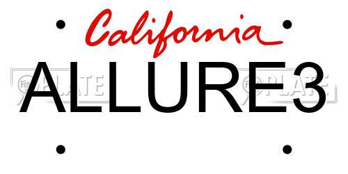 ALLURE3 California License Plate