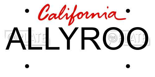 ALLYROO California License Plate