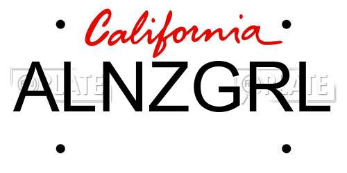 ALNZGRL California License Plate