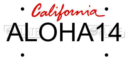 ALOHA14 California License Plate