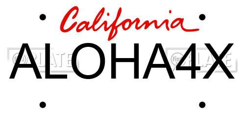 ALOHA4X California License Plate