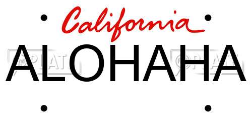 ALOHAHA California License Plate