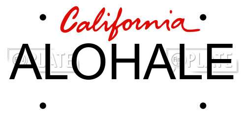 ALOHALE California License Plate