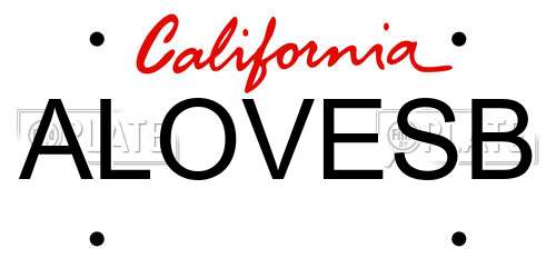 ALOVESB California License Plate