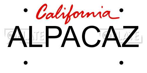 ALPACAZ California License Plate